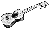 Ukulele na dobov ilustraci